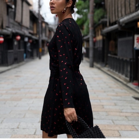 Rails Lola Metallic Cherries Long Sleeve Wrap Dress XS - Picture 1 of 9